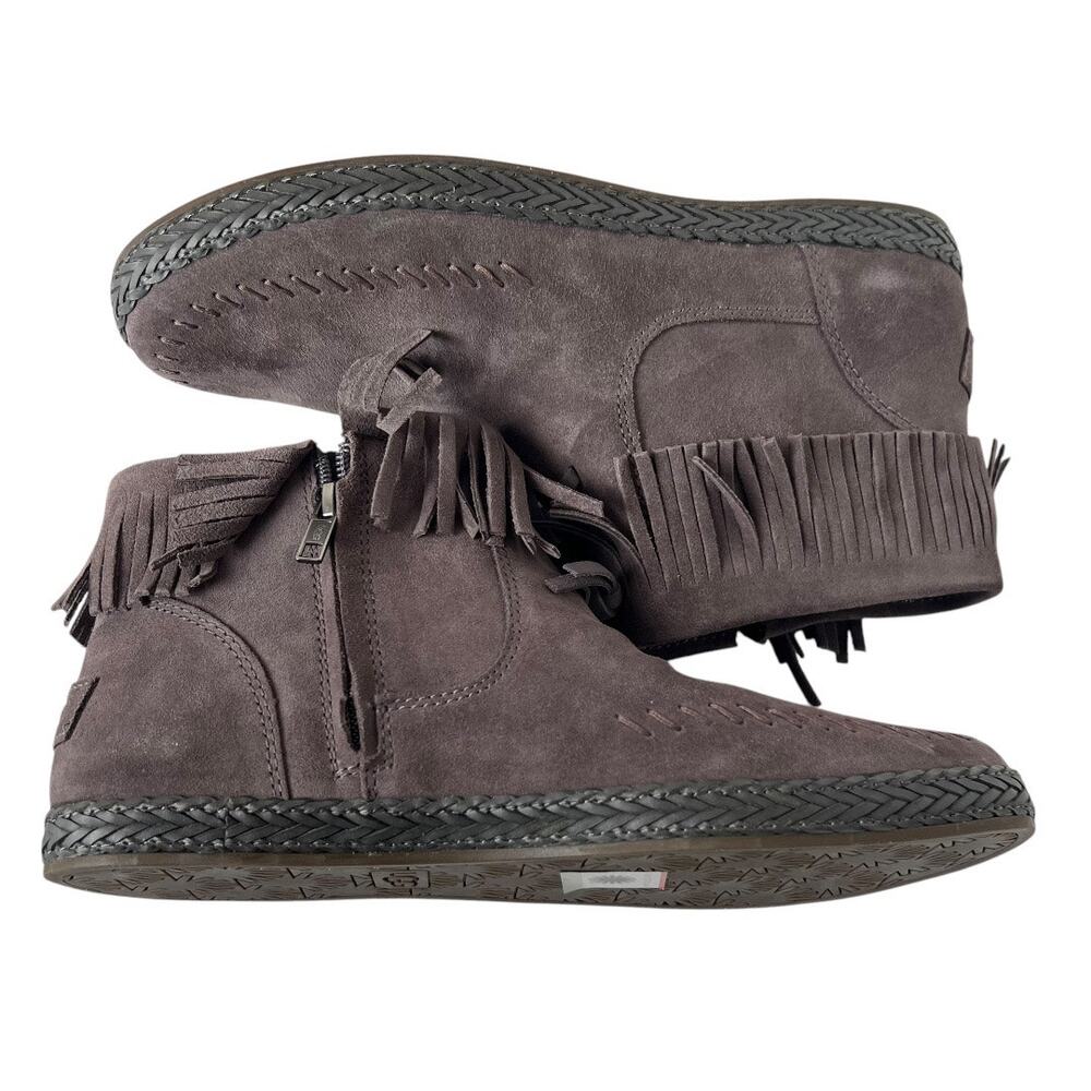 UGG Kennadi Suede Moccasins Fringe Ankle Boots In Thunder Cloud Size 9.5 - Picture 7 of 12